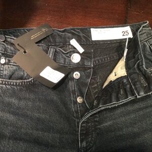 Rag and Bone heathered black button fly jeans